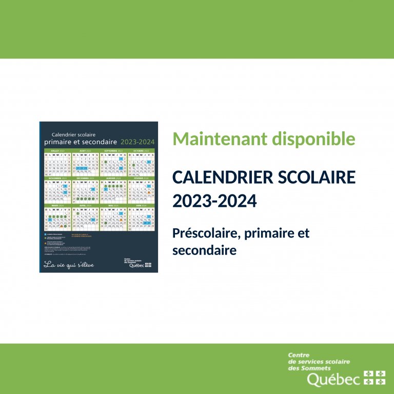 Calendrier scolaire 2023-2024