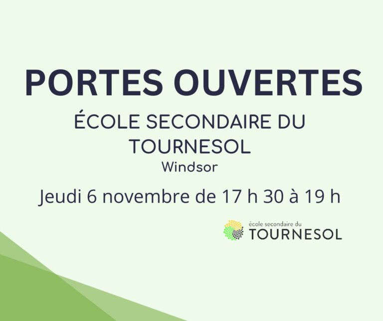 Portes ouvertes de l’école secondaire du Tournesol – 6 novembre 2025