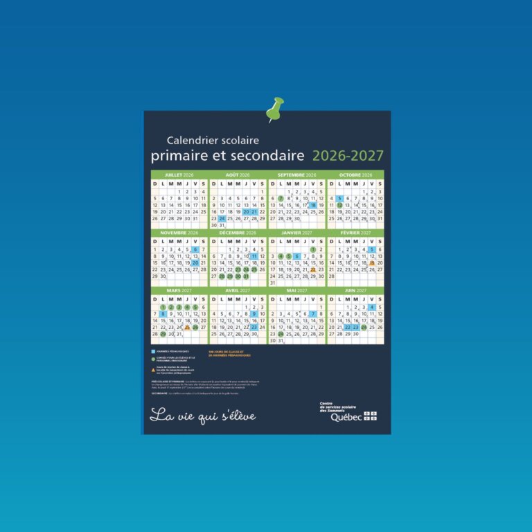 Calendrier scolaire 2026-2027 maintenant disponible