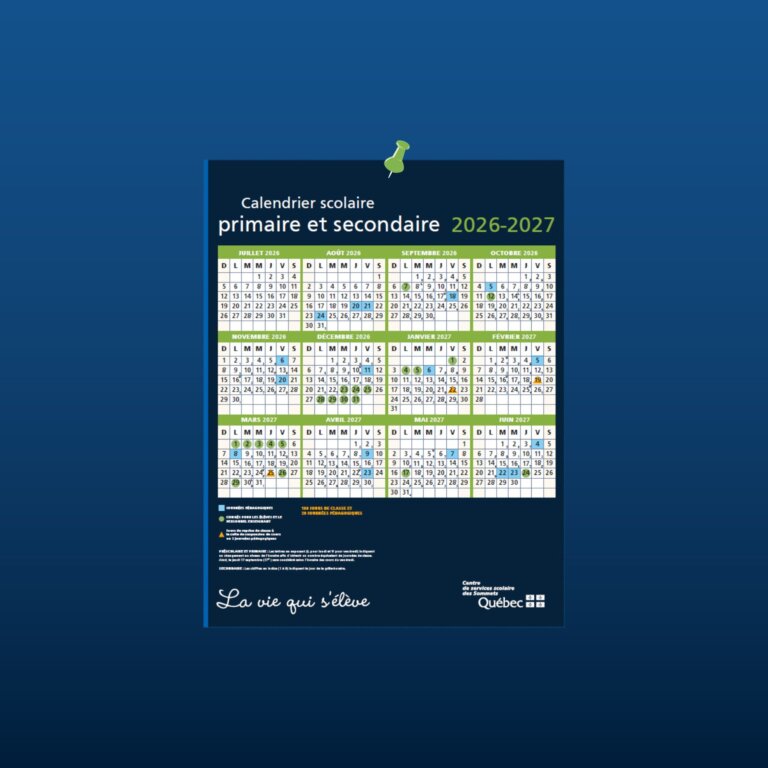 Calendrier scolaire 2026-2027 maintenant disponible