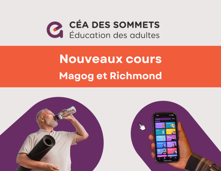 Nouveaux cours pour adultes à Magog et Richmond